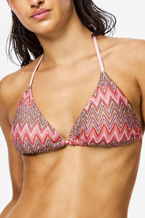Haut Triangle Tricoté Ada Bikini - Rose Shadow - Motif Jacquard