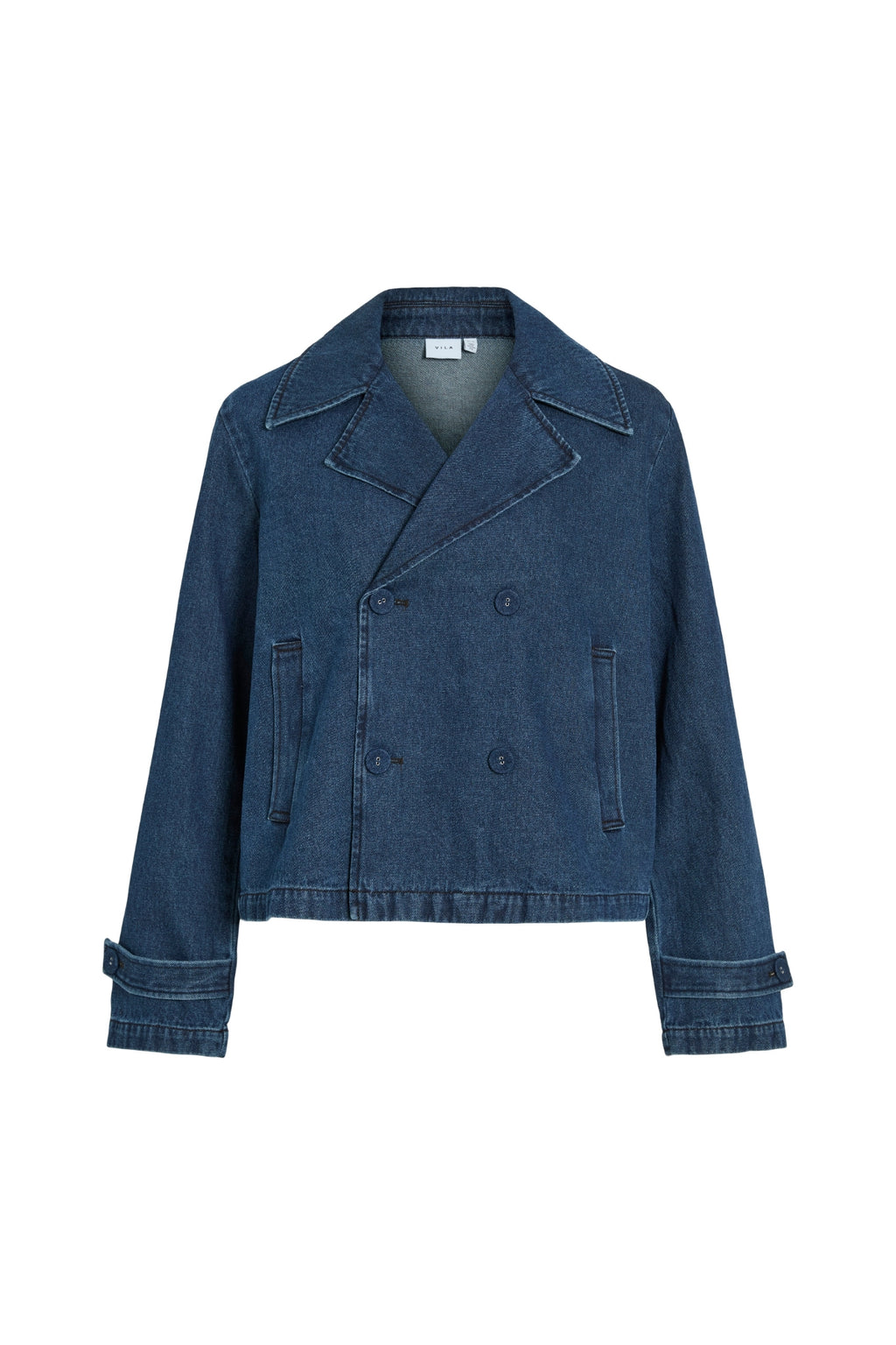 Nata Short Denim Trenchcoat - Dark Blue Denim