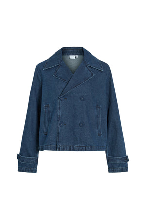 Nata Short Denim Trenchcoat - Dark Blue Denim