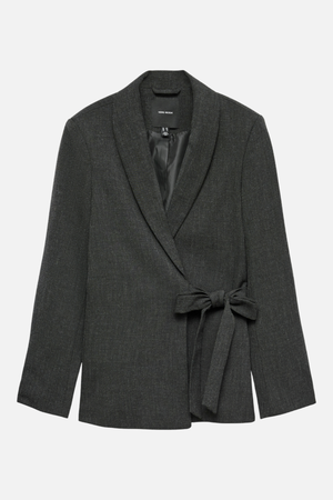 Bestie Loose Strap Blazer - Dark Grey Melange