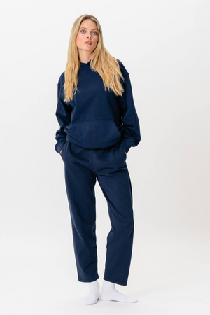 Hoodie Without Drawstring - Navy