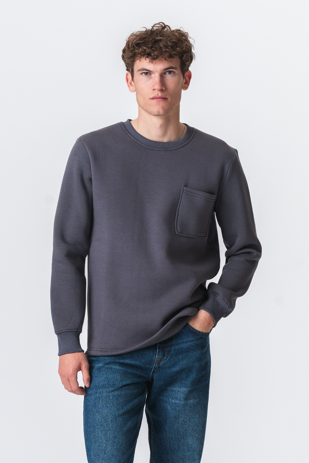 Pocket Sweatshirt Regular Fit - Dark Grey