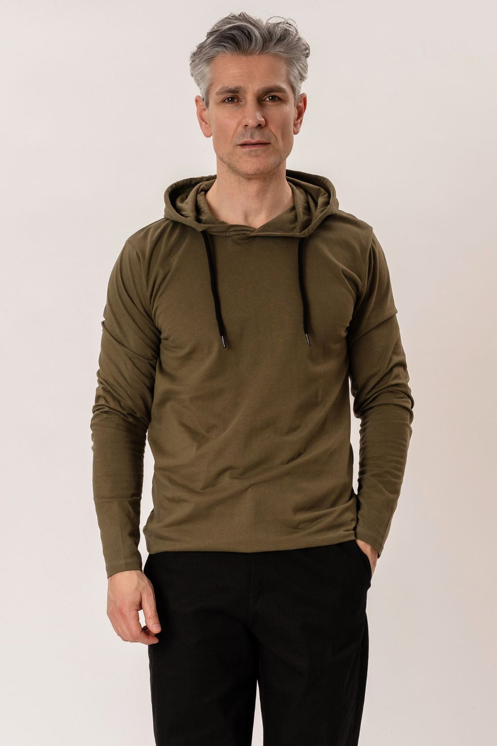 Sweat à capuche léger - Olive