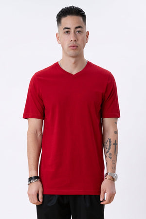 Basic T-shirt col V - Rouge