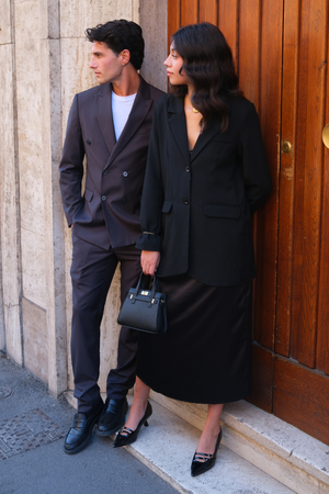 Premium Costume à double poitrine (noir)