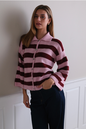 Josie Polo Knit - Rose/Bordeaux