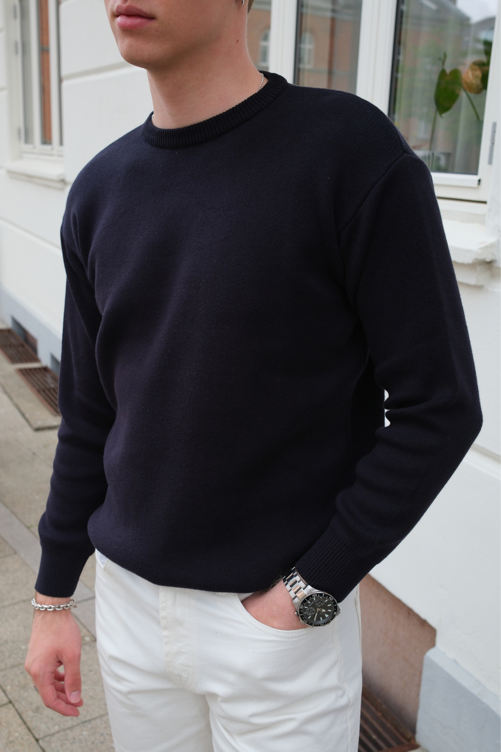 Pull en tricot de Crewneck - marine noire