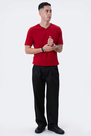 Basic T-shirt col V - Rouge