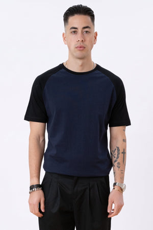 T-shirt Raglan de base - Black-Navy