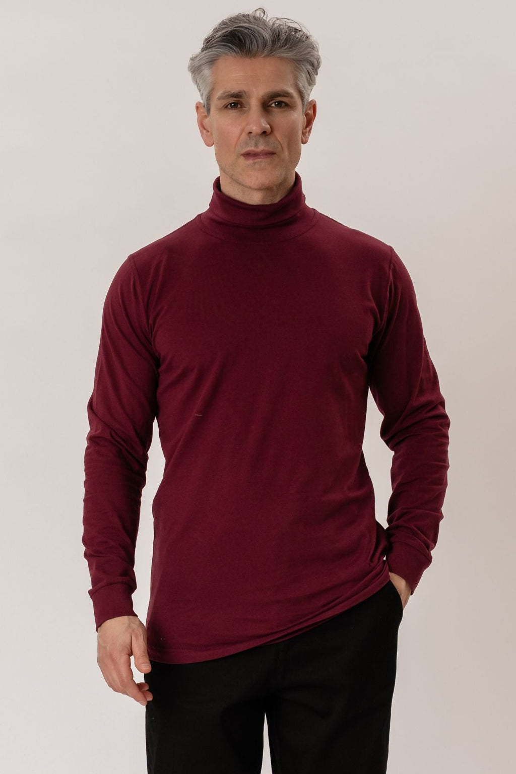 Roll collar sweater - Burgundy Red