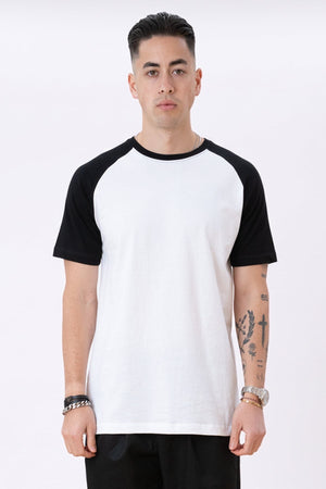 T-shirt Raglan de base - noir et blanc