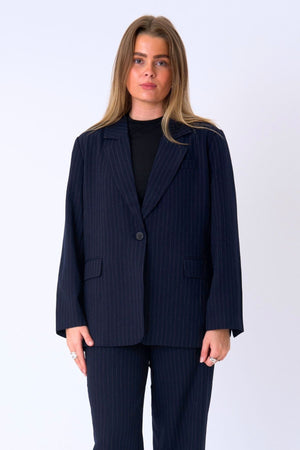 Oversized Blazer - Navy Pinstripe