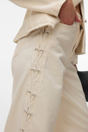 Rae Wide String Jeans - Ecru