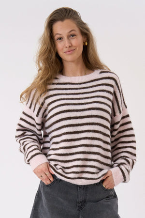Tricot rayé Sienna - Rose/Chocolat