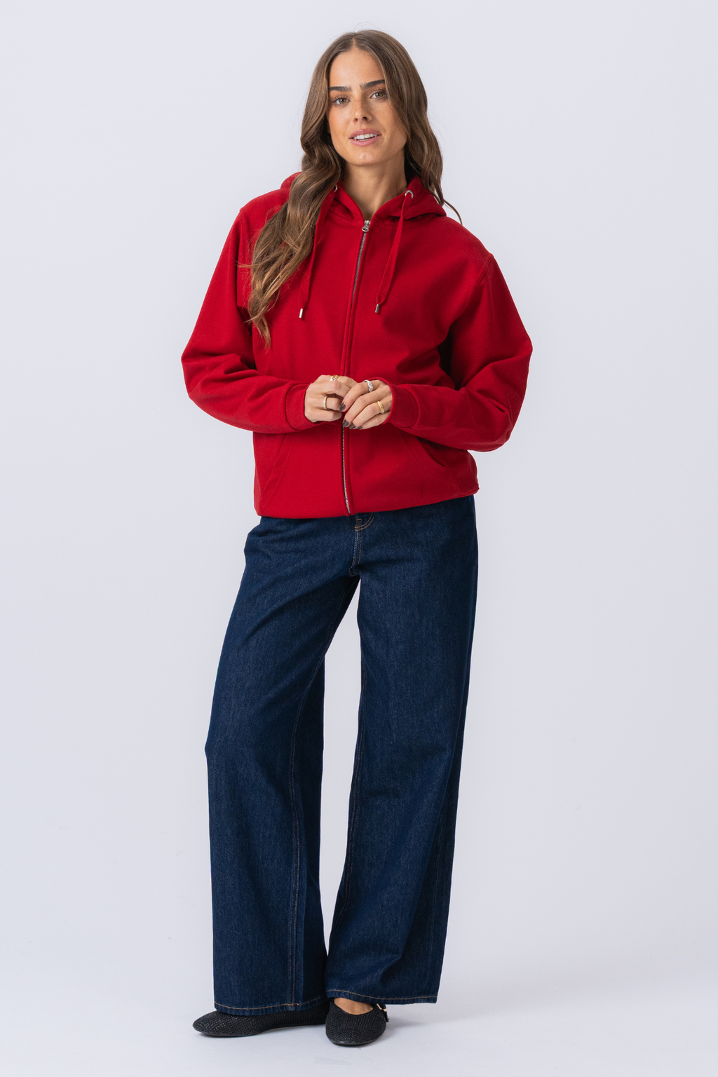 Hoodie zip de base - rouge