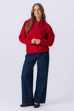 Hoodie zip de base - rouge