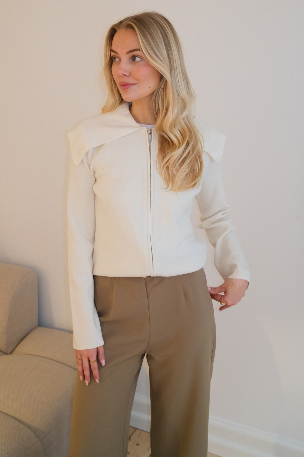 Cardigan En Maille Col O Verrier - Bouleau