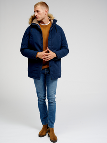 Classic Long Parka Jacket - Navy