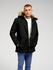 Veste de parka longue classique - noir