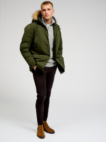 Veste de parka longue classique - vert foncé