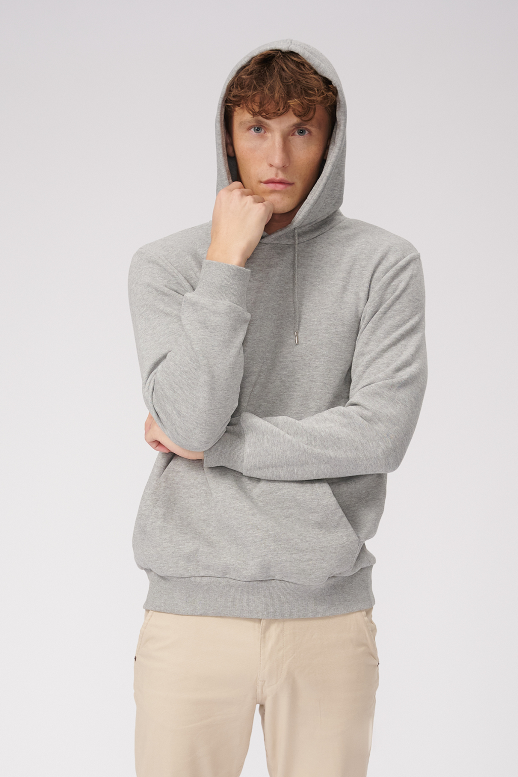 Basic Hoodie Sweat - Light Grey Melange