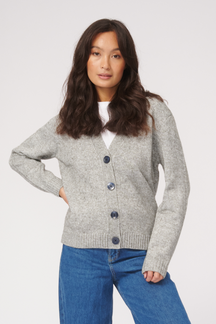 Cardigan tricoté - mélange gris clair