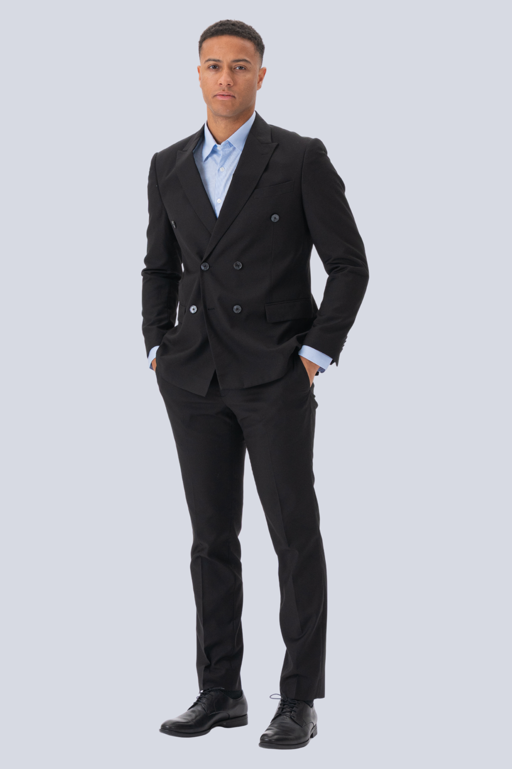 Premium Double-breasted Blazer - Black