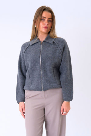 Fermeture éclair en tricot Selma - Gris