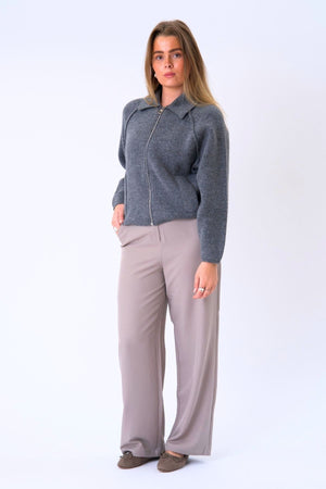 Fermeture éclair en tricot Selma - Gris