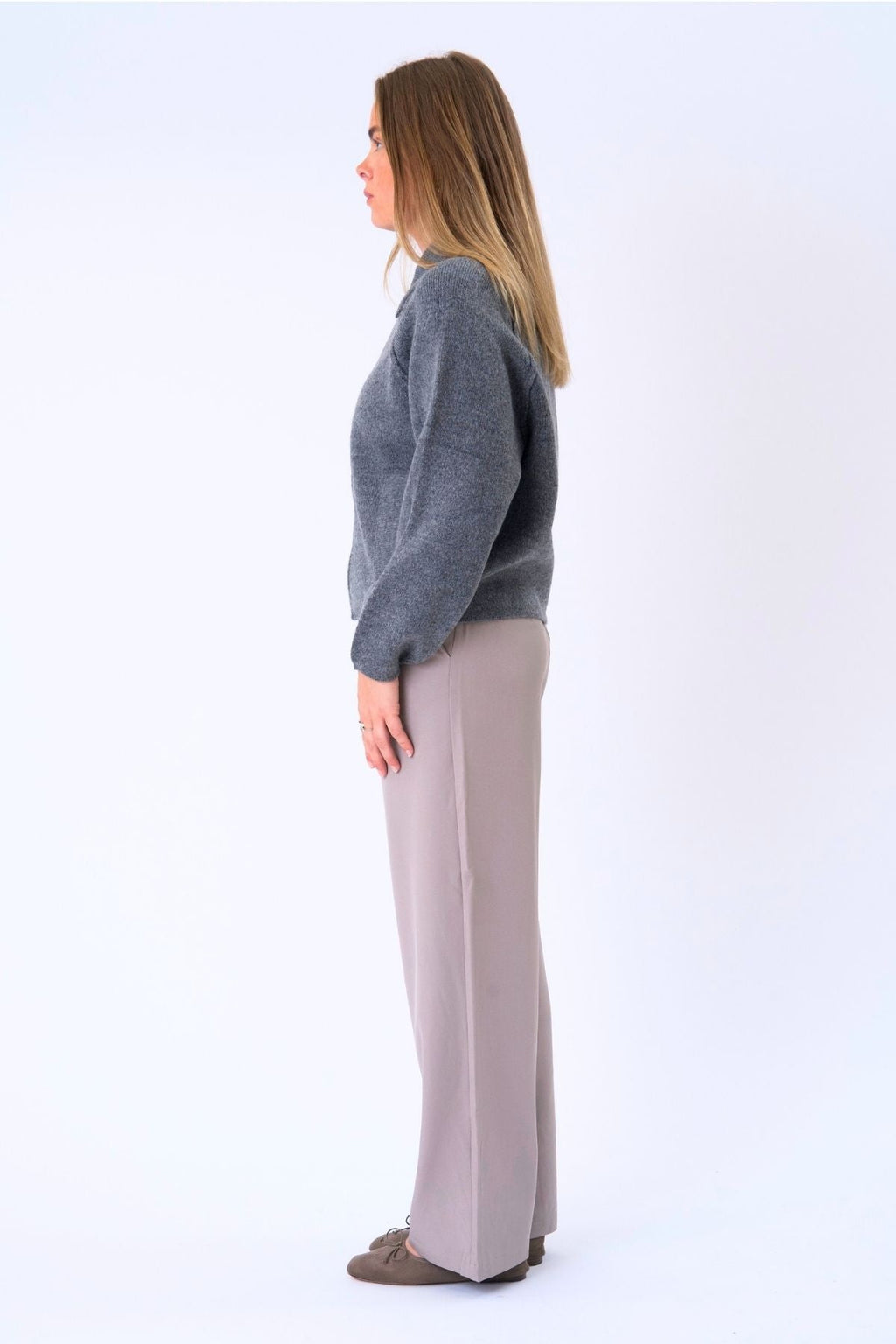 Fermeture éclair en tricot Selma - Gris