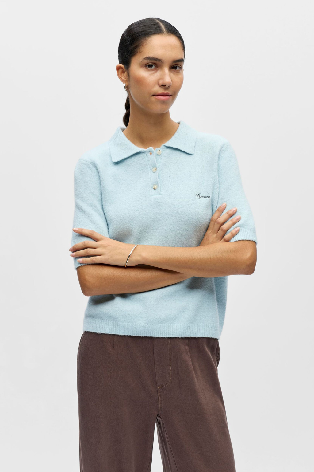Polo en tricot Debbie - Winter Sky Melange