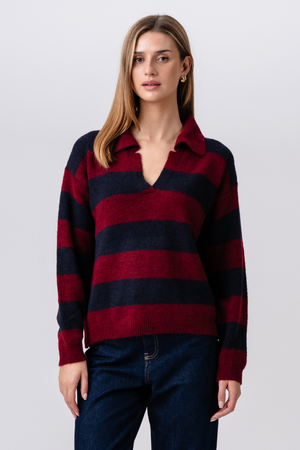 Nora Knit - Burgundy/Deep Blue