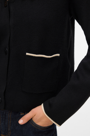 Cardigan contrasté doré à col en V - Black W. Birch