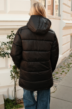 Long Puffer Jacket - Black