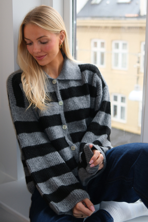 Josie Polo Knit - Gris/Noir