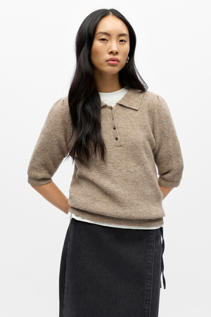 Anine tricot polo - morel melange