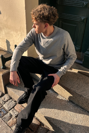 Pull à col rond - Mélange gris