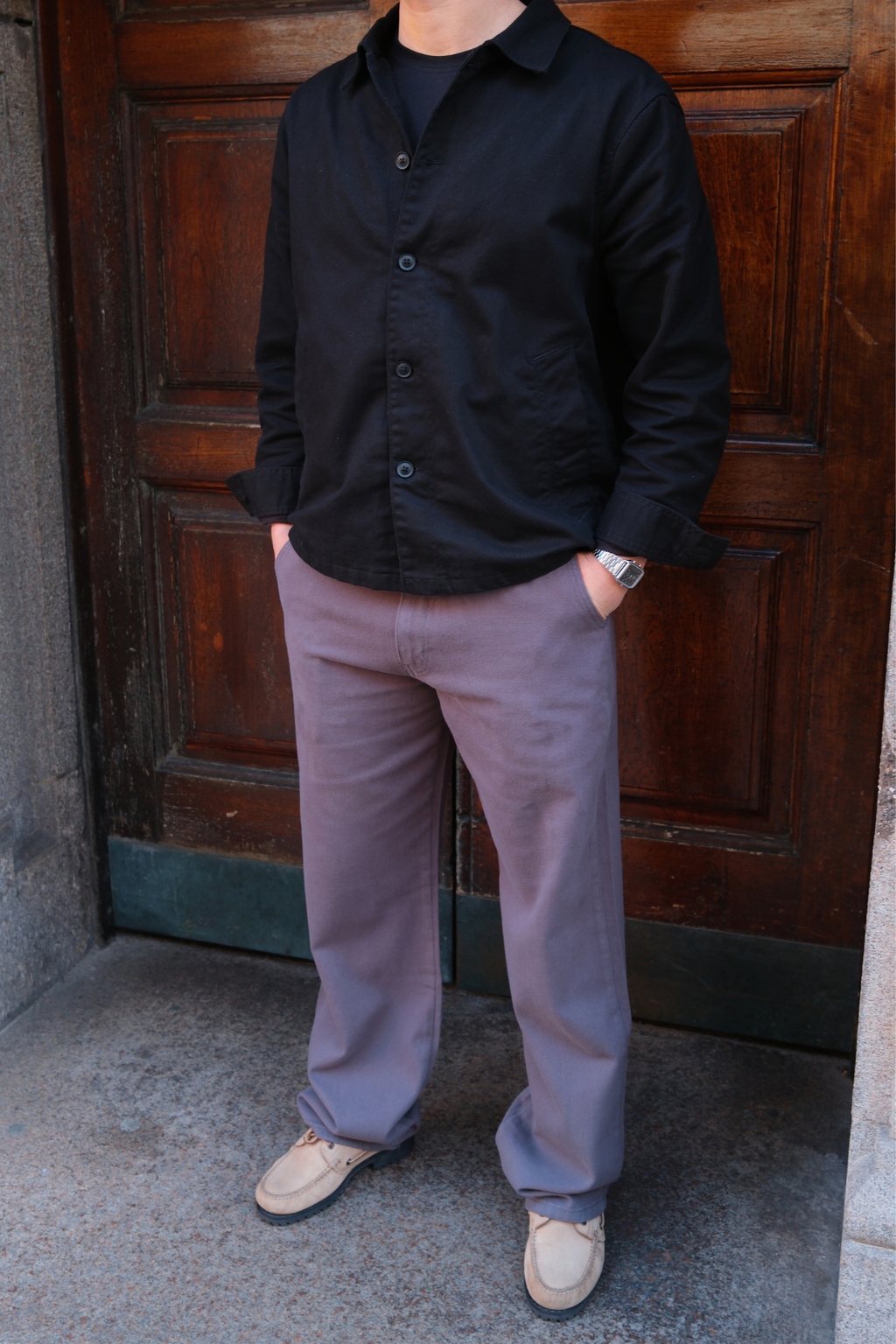 Chino droit en coton - Gris