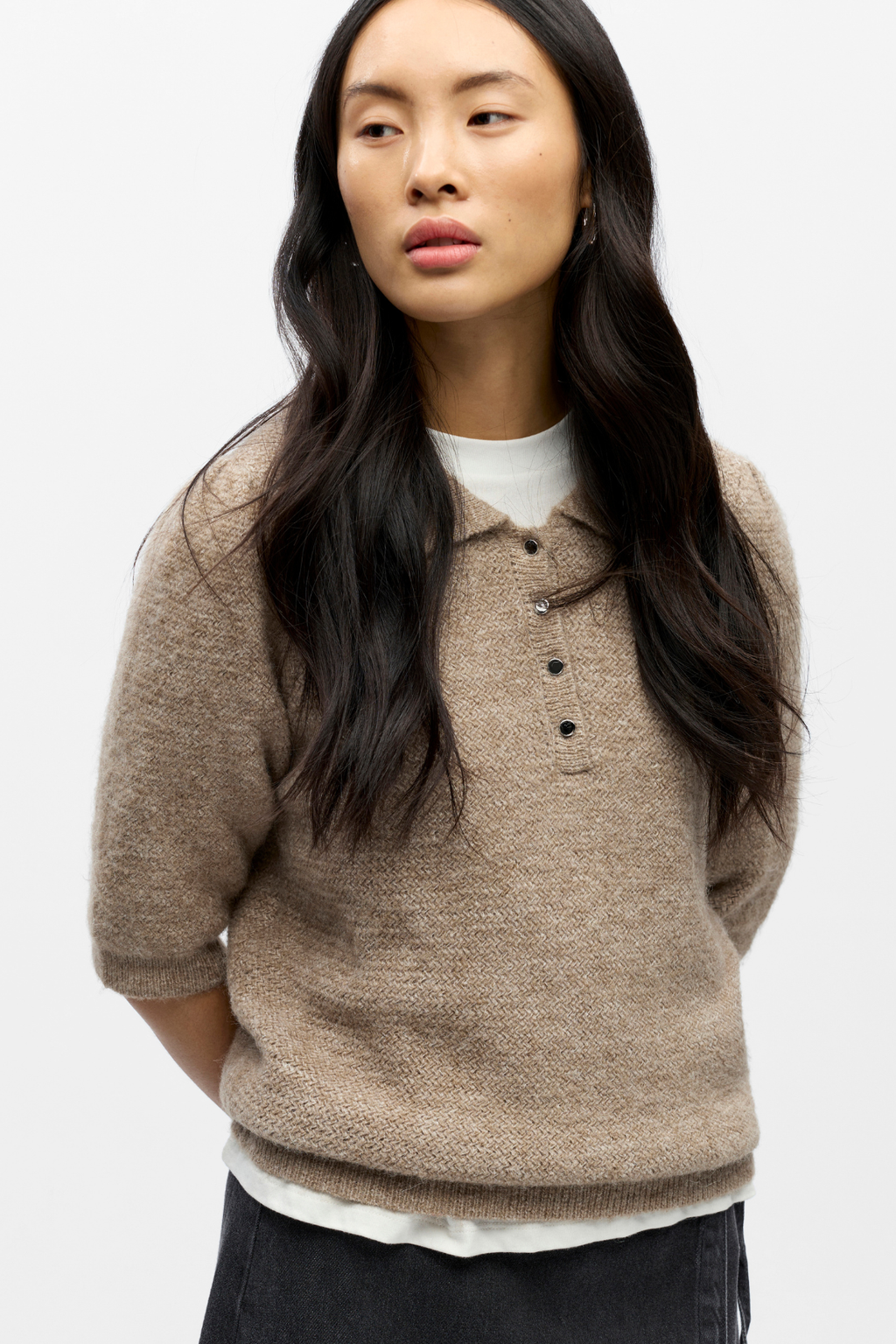 Anine tricot polo - morel melange