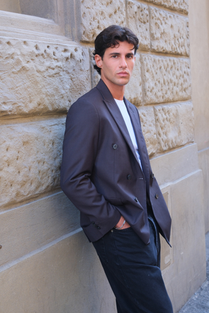 Premium Blazer à double poitrine - Grey-Brown