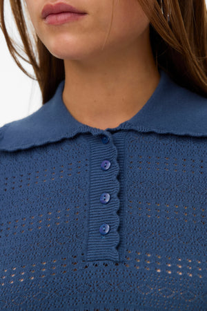 Col polo festonné Limone - Denim foncé