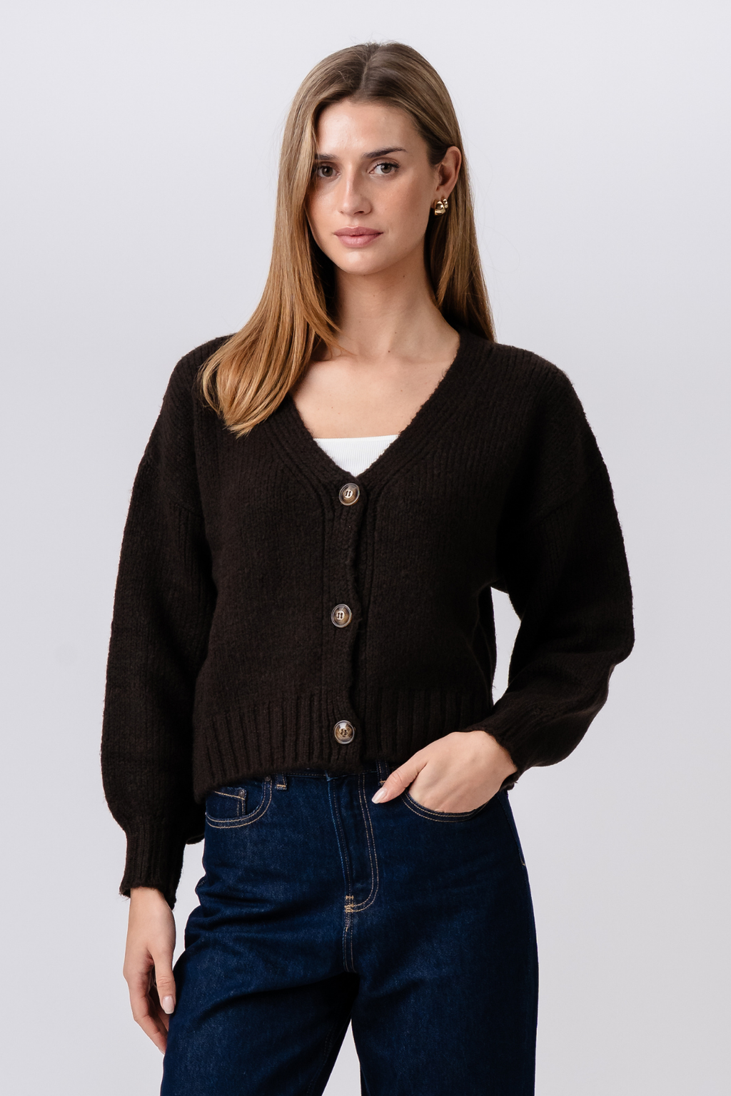 Cardigan col en V - Marron
