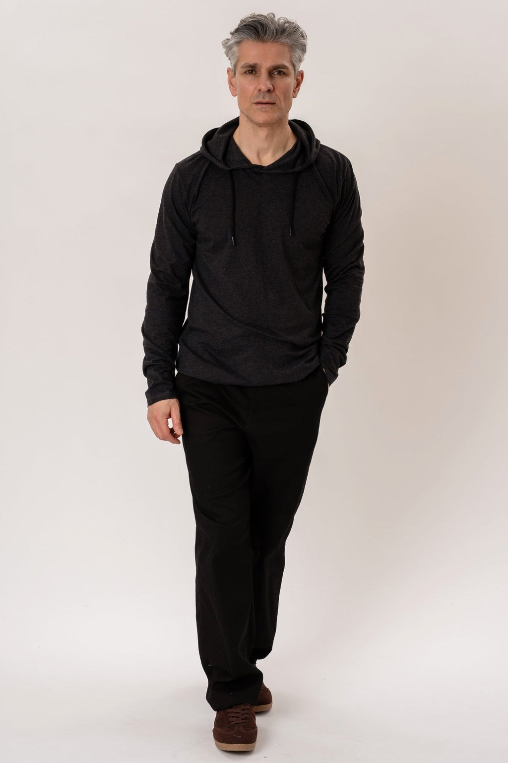 Sweat à capuche clair - gris foncé