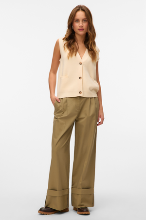 Saba V-Neck Button Vest - Birch