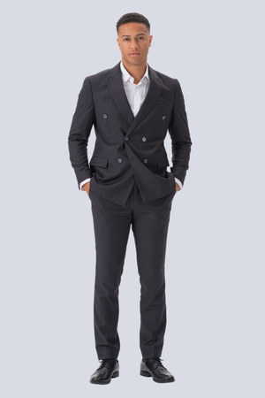 Premium Costume à double poitrine (noir)