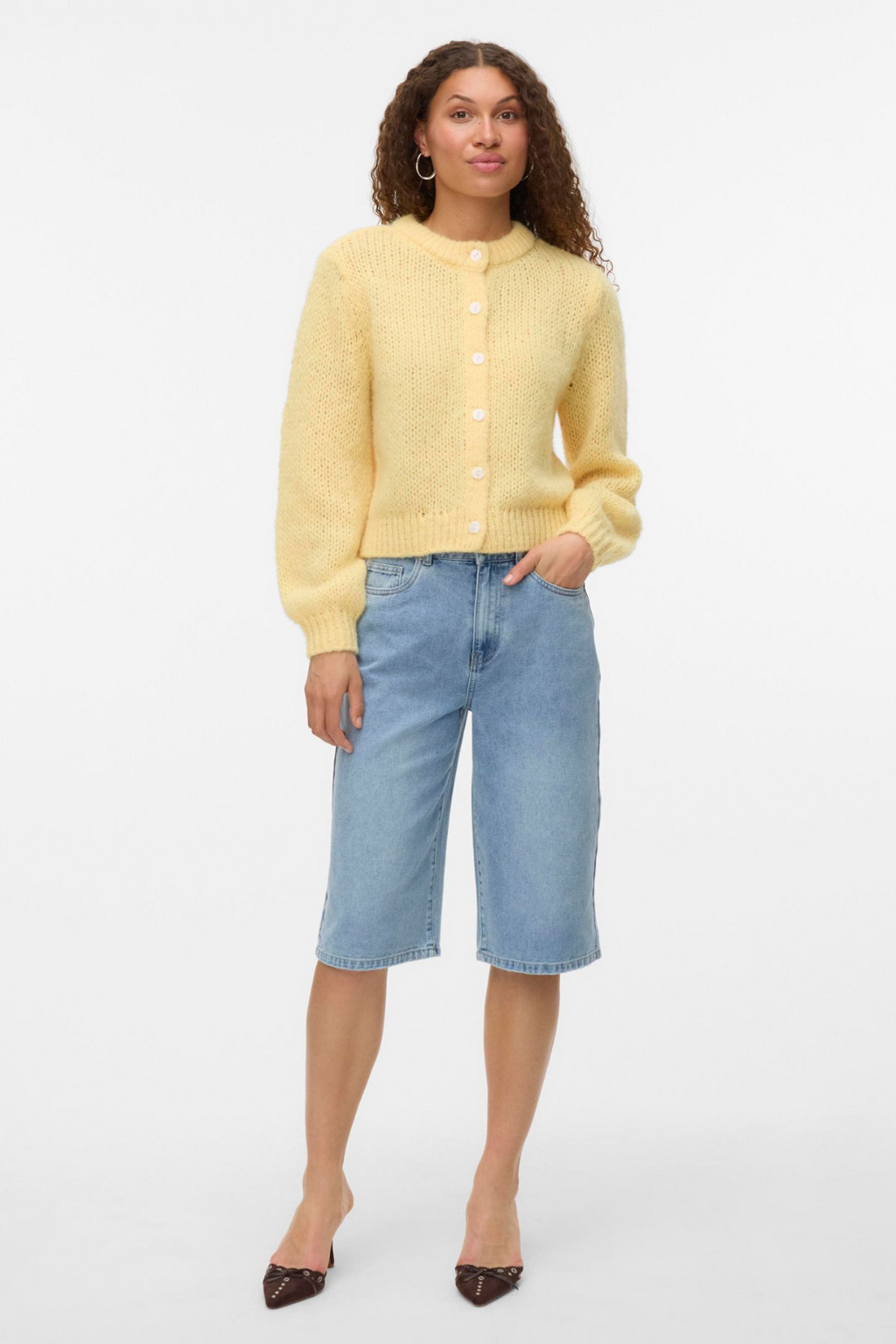 Wilo O-Neck Cardigan - Pale Banana
