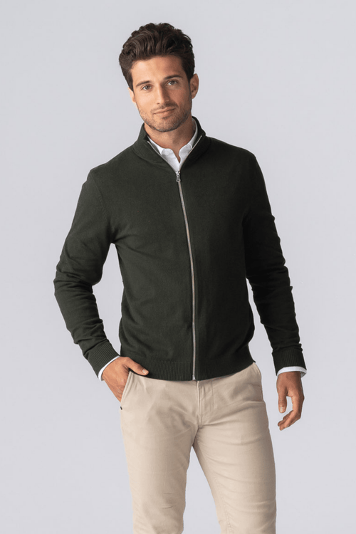 Cardigan zippé à pullover - Armée