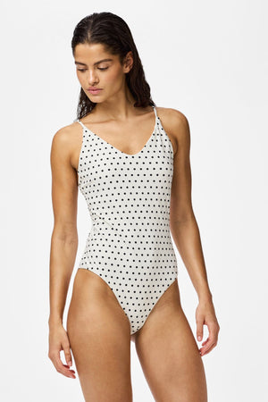 Baomi Maillot de Bain - Aigrette - Pois Noir
