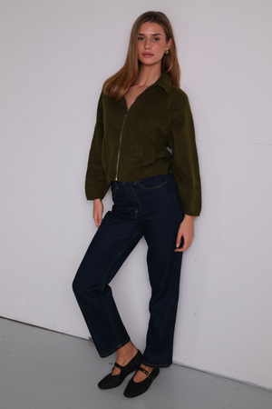 Fermeture éclair en tricot Selma - Kaki