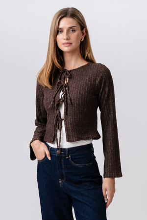 Ivy Tie Blouse Tricot - Marron